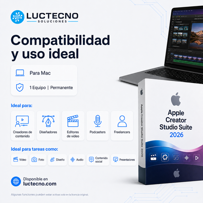 Apple Creator Studio Suite 2026 para Mac | Suite creativa para video, audio, motion graphics y postproducción