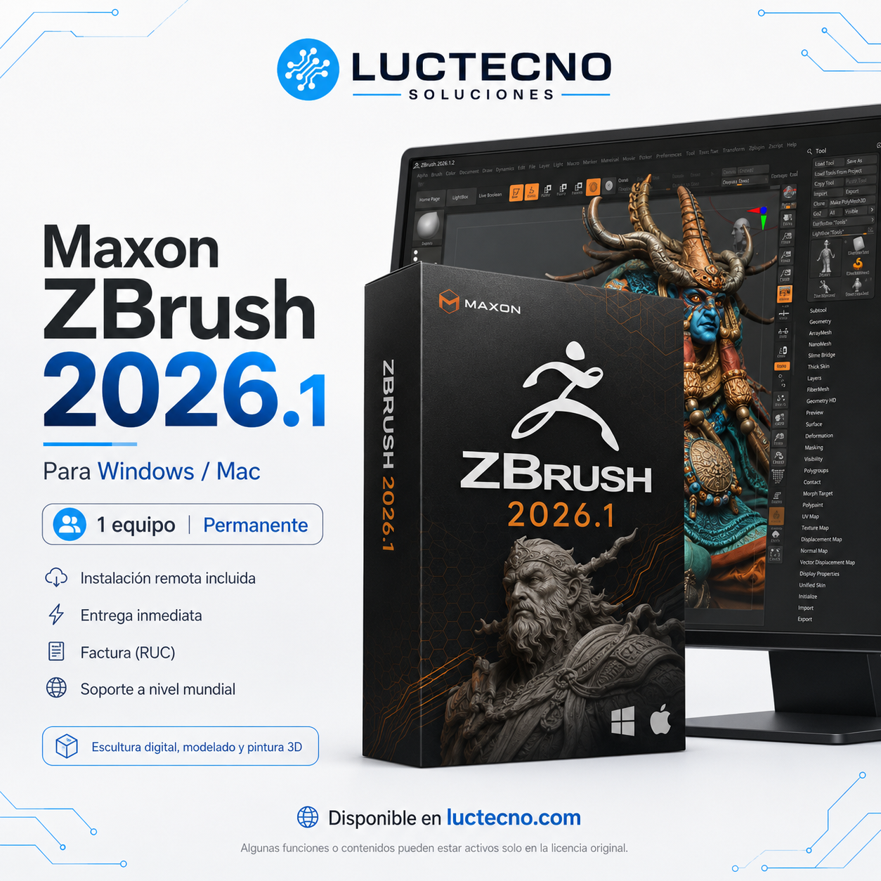 Maxon ZBrush 2026.1 para Windows y Mac | Escultura digital 3D, modelado orgánico y arte profesional