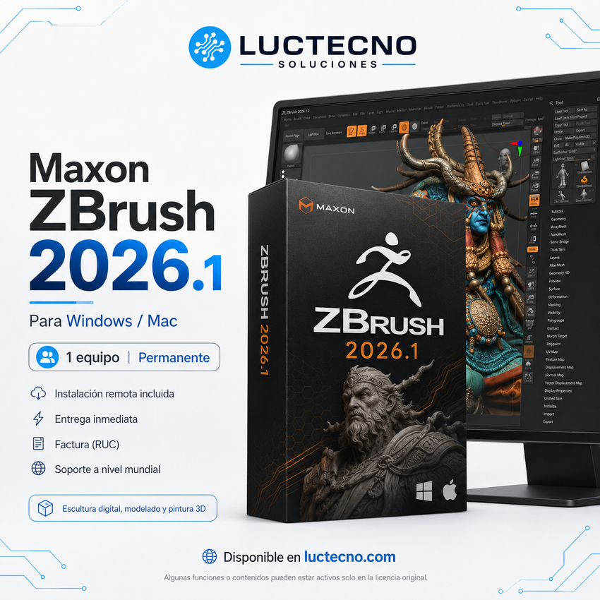 Maxon ZBrush 2026.1 para Windows y Mac | Escultura digital 3D, modelado orgánico y arte profesional