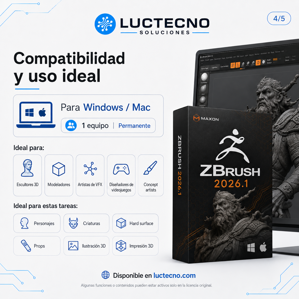 Maxon ZBrush 2026.1 para Windows y Mac | Escultura digital 3D, modelado orgánico y arte profesional