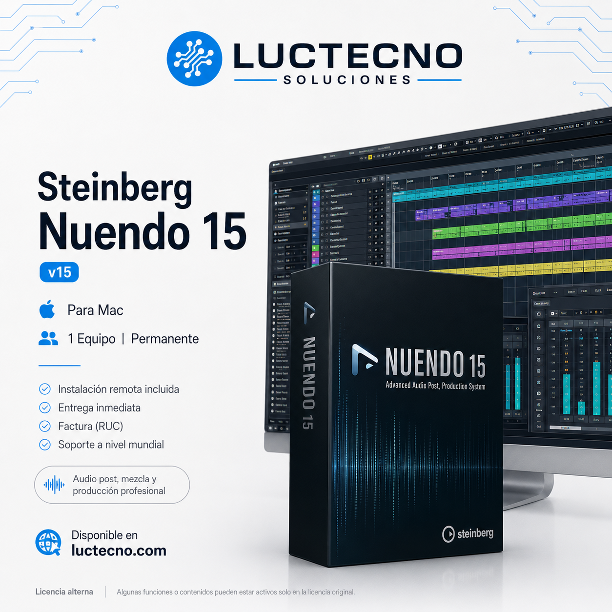 Steinberg Nuendo 15 v15 para Mac | Postproducción de audio, mezcla inmersiva y diseño sonoro profesional