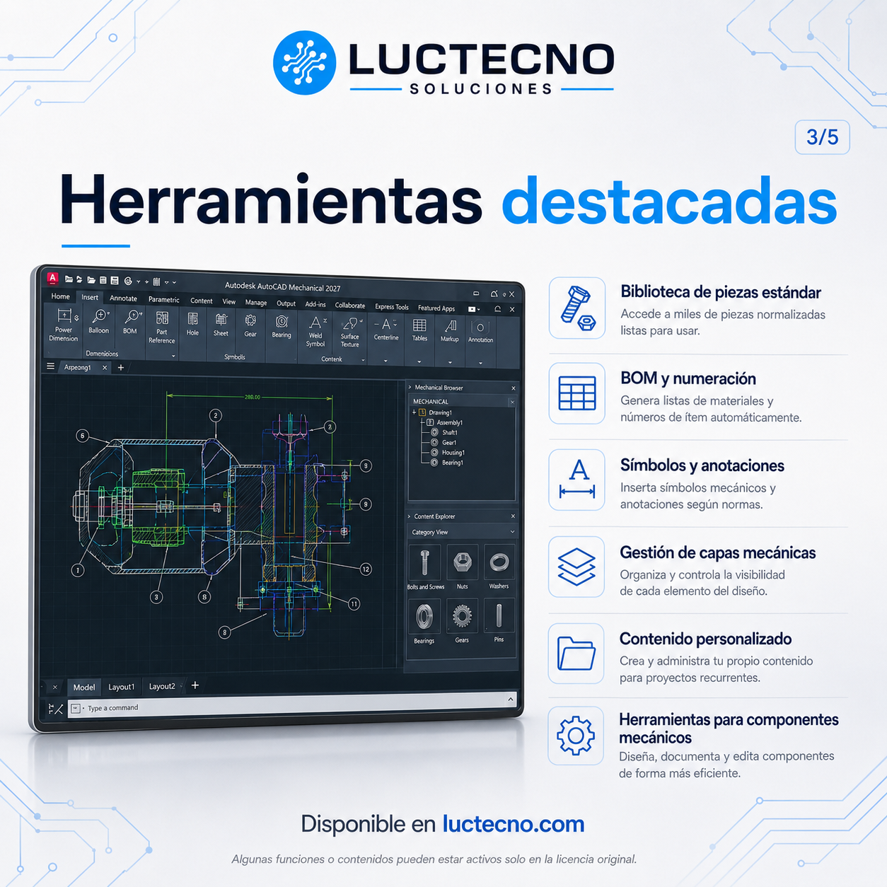 Autodesk AutoCAD Mechanical 2027 para Windows | Diseño mecánico 2D, planos técnicos y documentación de fabricación