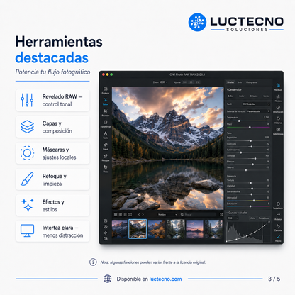 ON1 Photo RAW MAX 2026.3 v20.3.1 para Mac | Edición fotográfica RAW, IA, retoque y plugins profesionales