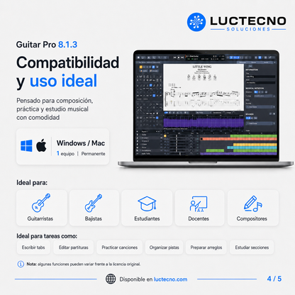 Guitar Pro 8.1.3 para Windows y Mac | Tablaturas, partituras, composición y práctica musical