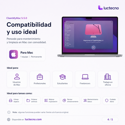 CleanMyMac 5.5.0 para Mac | Limpieza, optimización, protección y mantenimiento del sistema