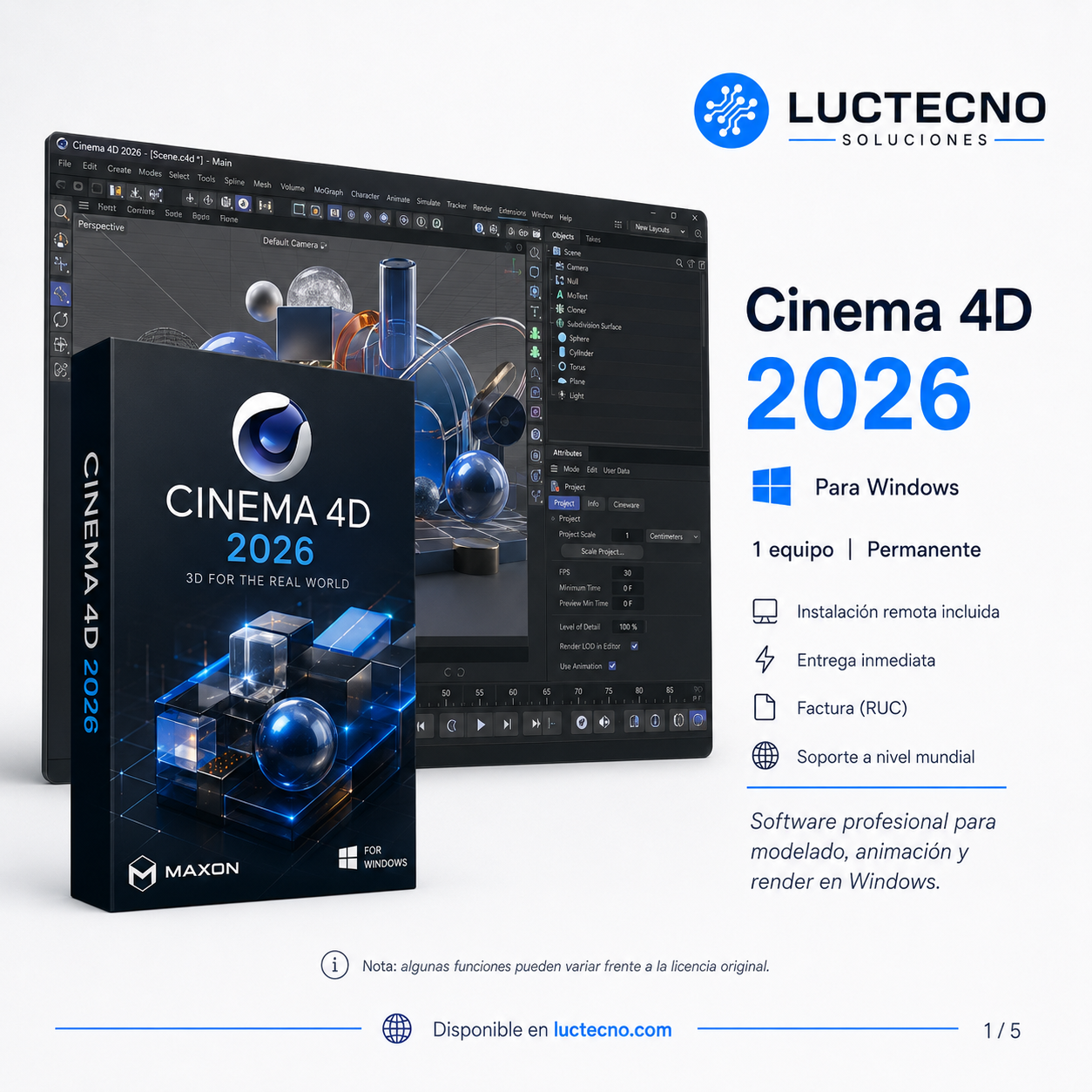 Maxon Cinema 4D 2026 para Windows | Modelado 3D, animación, motion graphics y render profesional