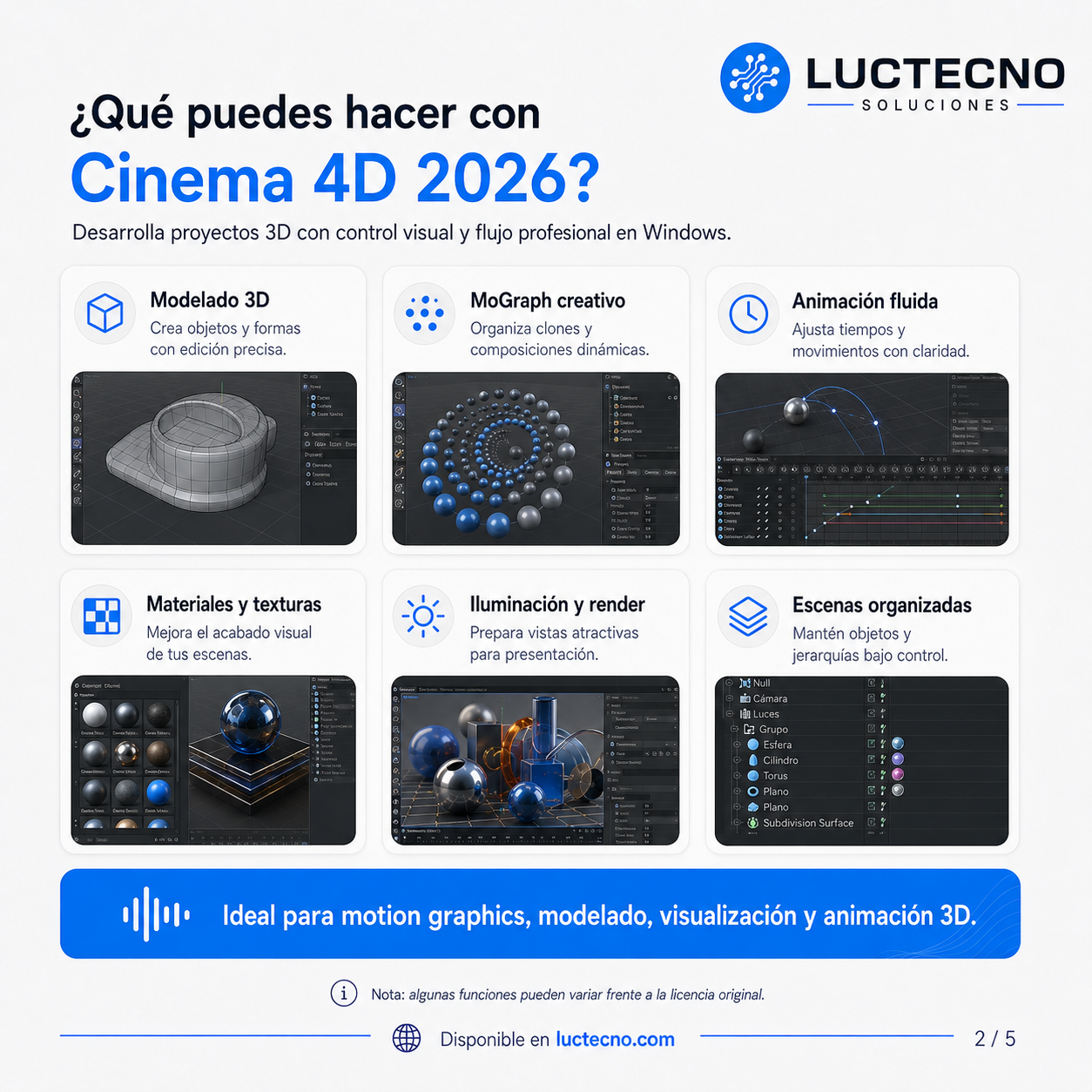 Maxon Cinema 4D 2026 para Windows | Modelado 3D, animación, motion graphics y render profesional