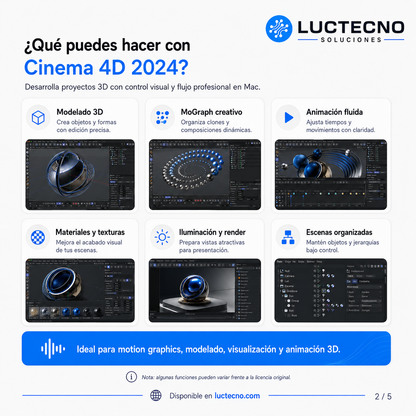 Maxon Cinema 4D 2024 para Mac | Modelado 3D, animación, motion graphics y render profesional