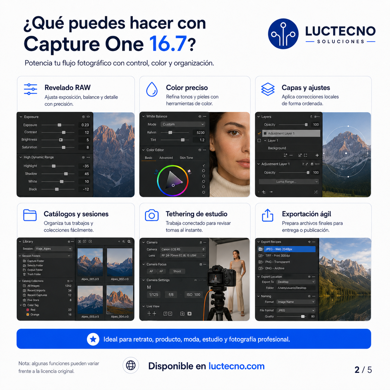Capture One 16.7 para Windows y Mac | Editor fotográfico RAW, color profesional y flujo de estudio