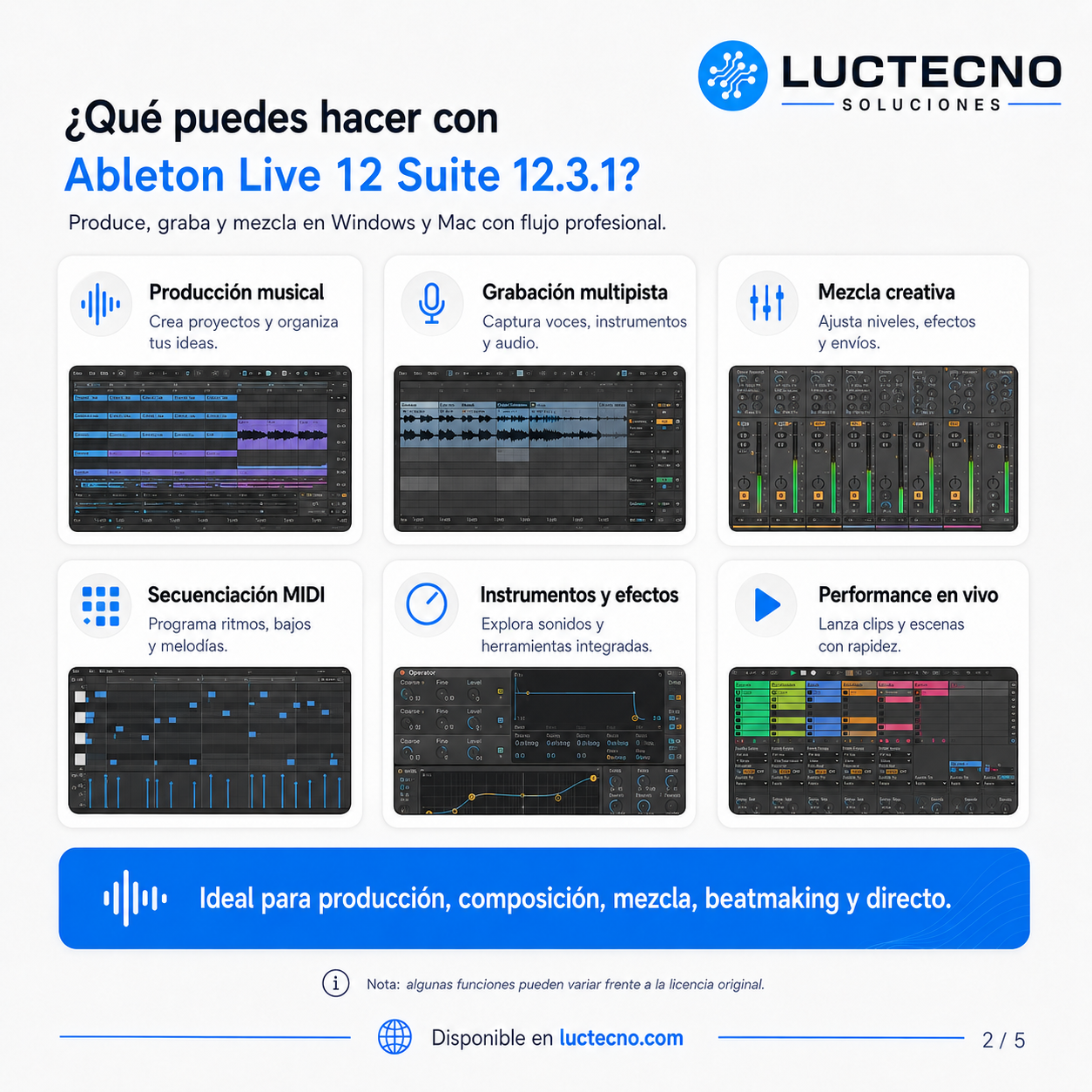 Ableton Live 12 Suite 12.3.1 para Windows y Mac | Producción musical, grabación, beats y performance profesional