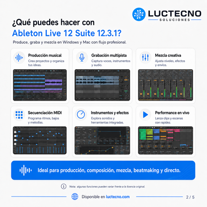 Ableton Live 12 Suite 12.3.1 para Windows y Mac | Producción musical, grabación, beats y performance profesional