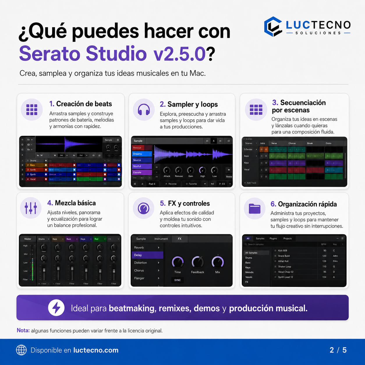 Serato Studio v2.5.0 para Mac | Producción musical, beatmaking, sampling y stems profesionales