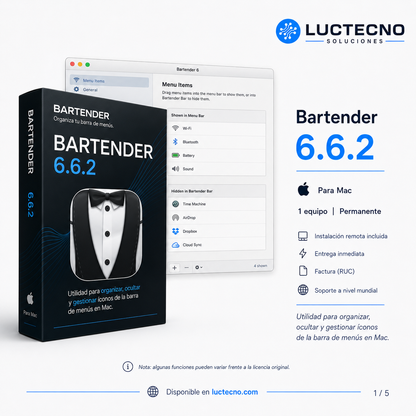 Bartender 6.6.2 para Mac | Organizador de barra de menús, accesos rápidos y productividad