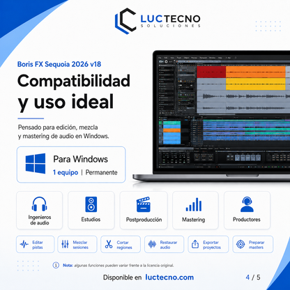 Boris FX Sequoia 2026 v18 para Windows | DAW profesional para mastering, broadcast y postproducción de audio