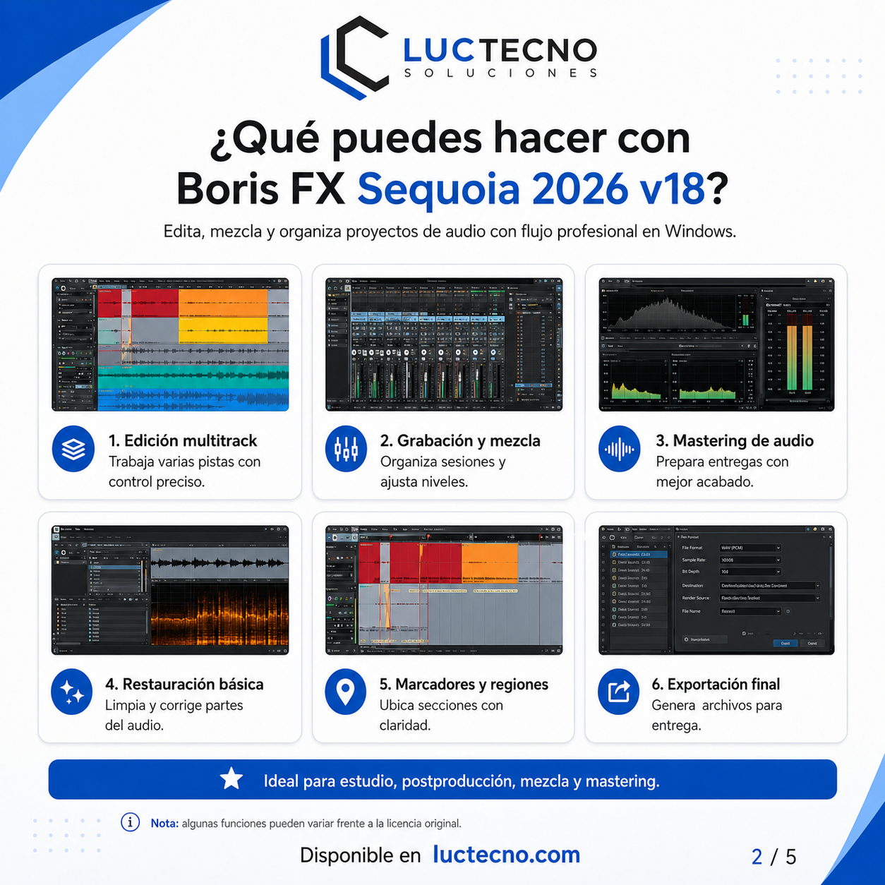 Boris FX Sequoia 2026 v18 para Windows | DAW profesional para mastering, broadcast y postproducción de audio