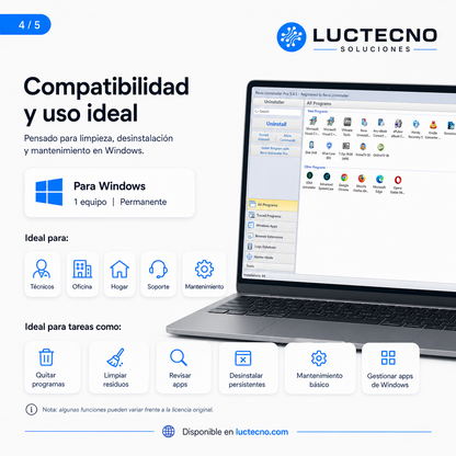 Revo Uninstaller Pro 5.4.5 para Windows | Desinstalador avanzado, limpieza de restos y optimización del sistema