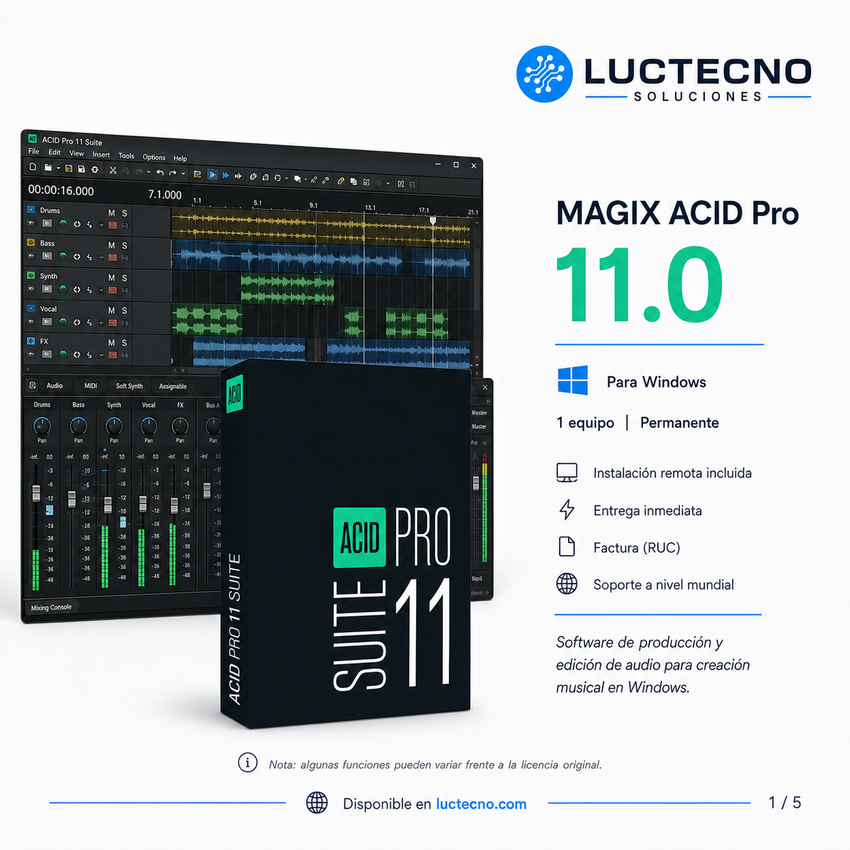 MAGIX ACID Pro 11.0 para Windows | Producción musical, loops, grabación y mezcla profesional