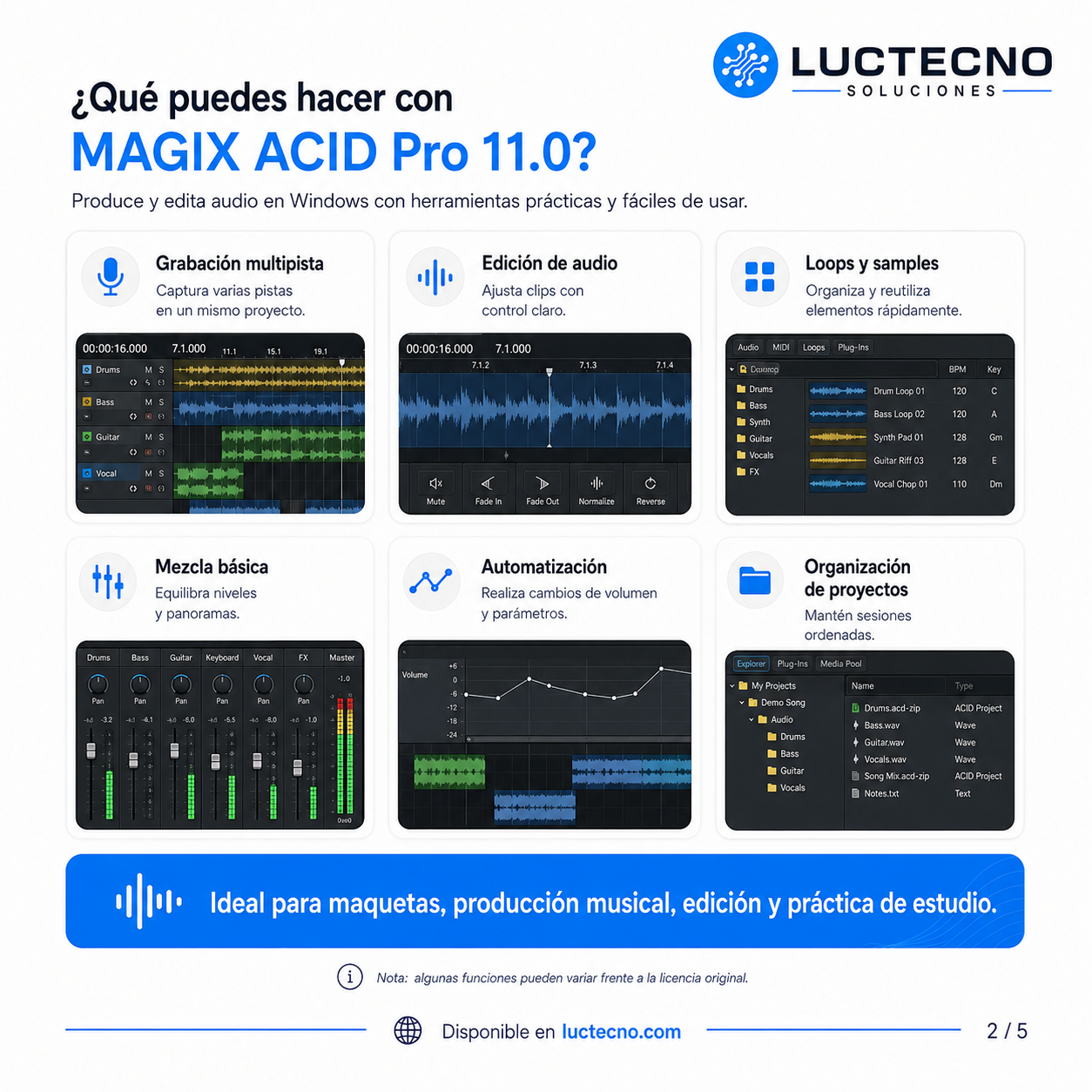 MAGIX ACID Pro 11.0 para Windows | Producción musical, loops, grabación y mezcla profesional