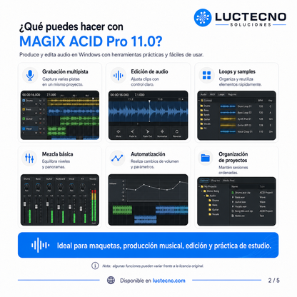 MAGIX ACID Pro 11.0 para Windows | Producción musical, loops, grabación y mezcla profesional