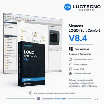 Siemens LOGO! Soft Comfort V8.4 para Windows | Programación de LOGO!, automatización básica y simulación industrial