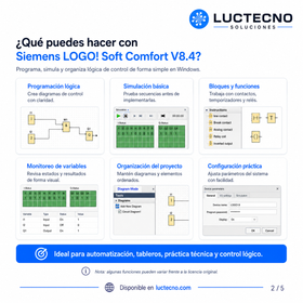 Siemens LOGO! Soft Comfort V8.4 para Windows | Programación de LOGO!, automatización básica y simulación industrial