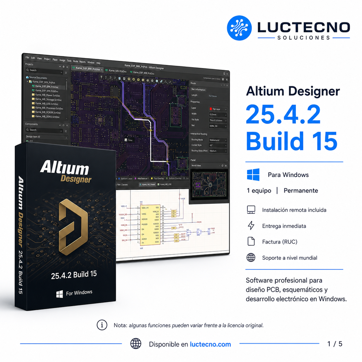 Altium Designer 25.4.2 Build 15 para Windows | Diseño electrónico PCB, esquemáticos y fabricación profesional