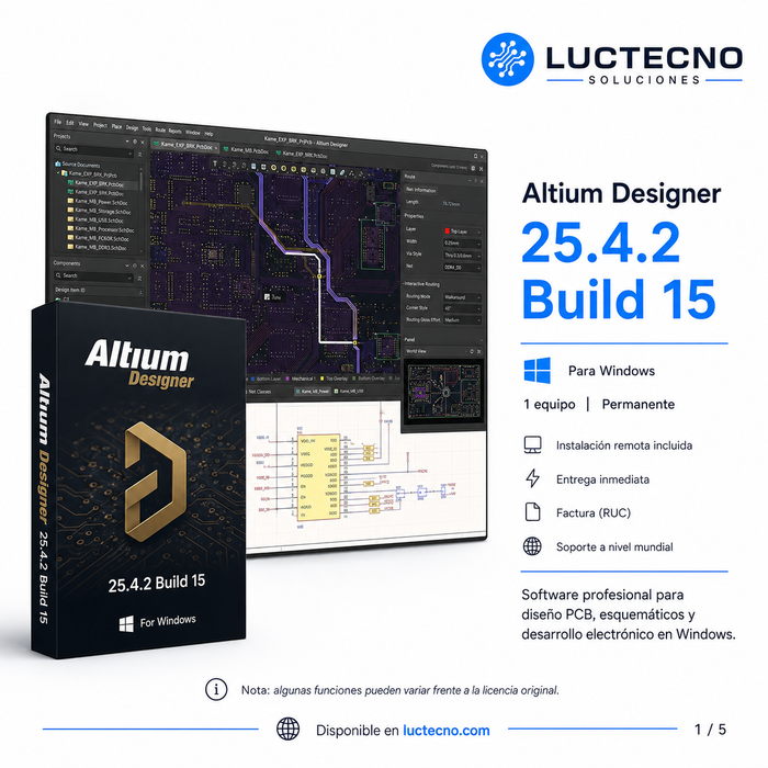 Altium Designer 25.4.2 Build 15 para Windows | Diseño electrónico PCB, esquemáticos y fabricación profesional