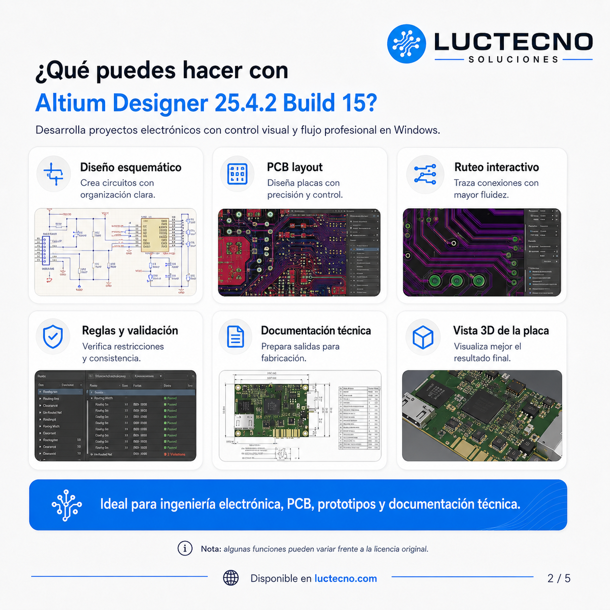 Altium Designer 25.4.2 Build 15 para Windows | Diseño electrónico PCB, esquemáticos y fabricación profesional