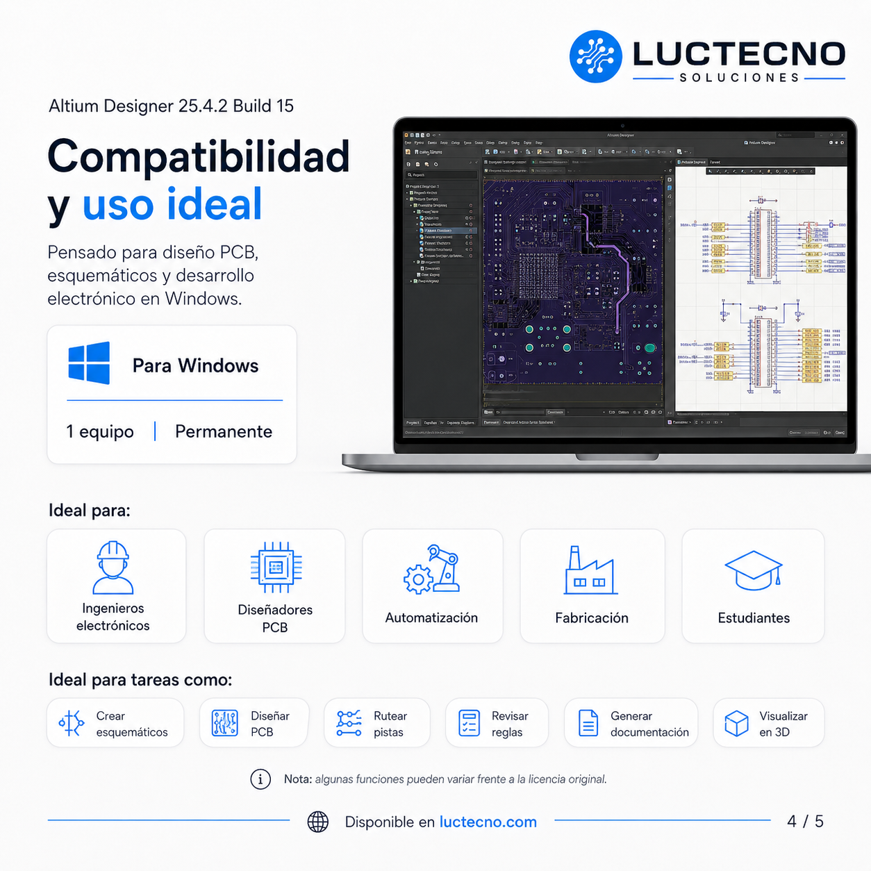 Altium Designer 25.4.2 Build 15 para Windows | Diseño electrónico PCB, esquemáticos y fabricación profesional