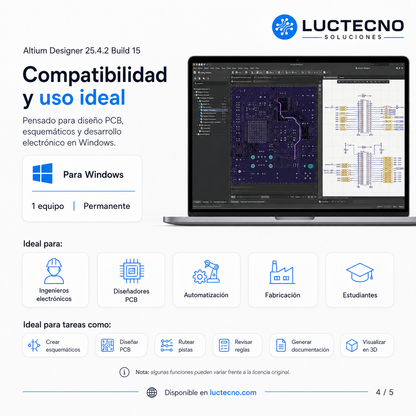 Altium Designer 25.4.2 Build 15 para Windows | Diseño electrónico PCB, esquemáticos y fabricación profesional