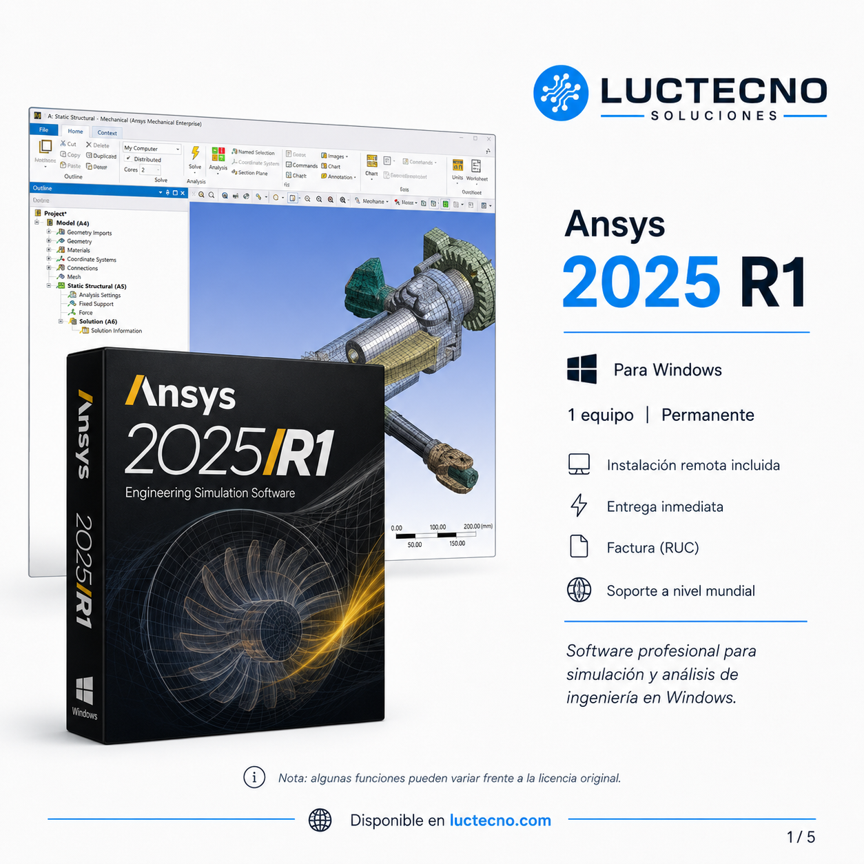 Ansys 2025 R1 para Windows | Simulación CAE, análisis estructural, CFD y multifísica profesional