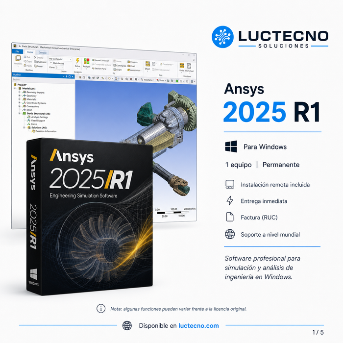 Ansys 2025 R1 para Windows | Simulación CAE, análisis estructural, CFD y multifísica profesional