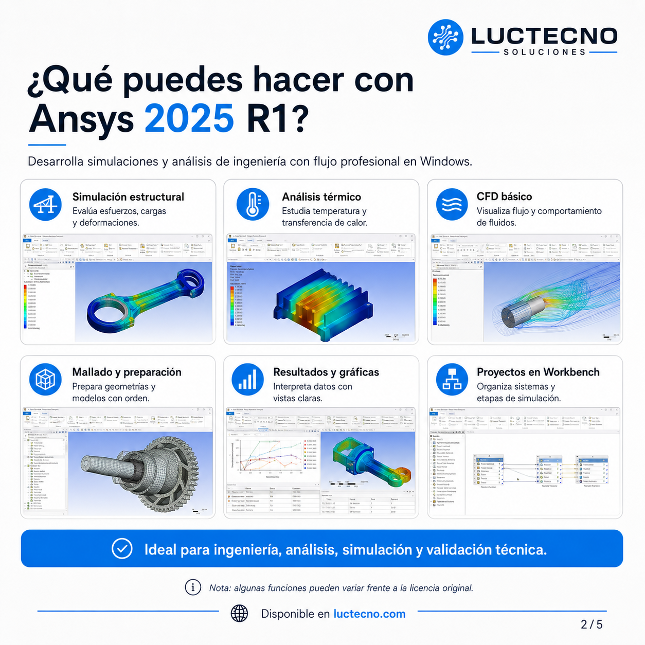 Ansys 2025 R1 para Windows | Simulación CAE, análisis estructural, CFD y multifísica profesional