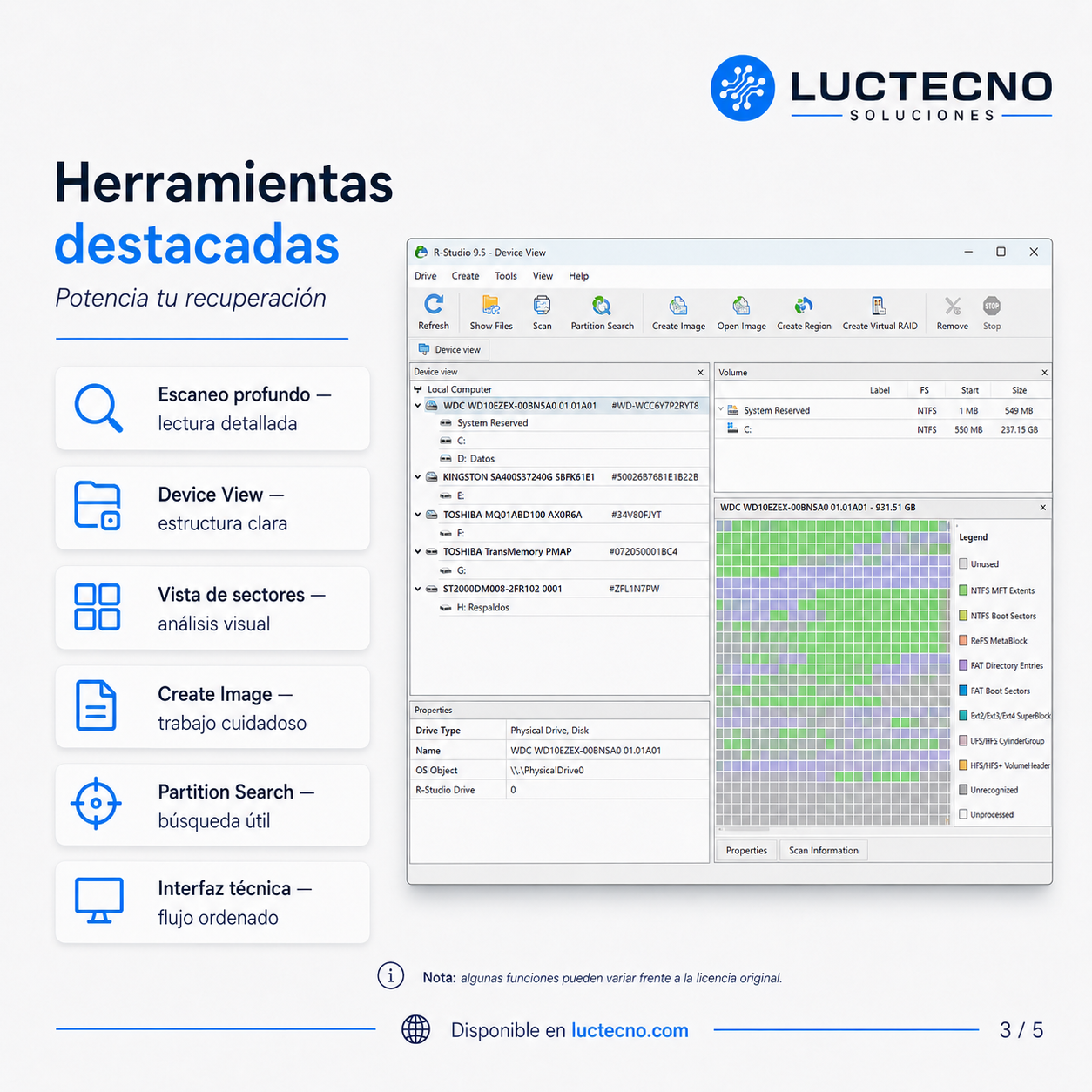 R-Studio 9.5 para Windows | Recuperación de datos, discos, particiones y archivos eliminados