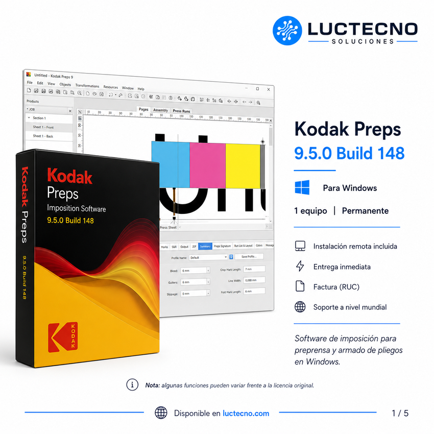 Kodak Preps 9.5.0 Build 148 para Windows | Imposición digital, preprensa e impresión profesional