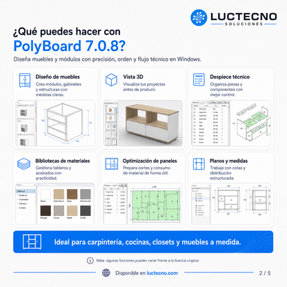 PolyBoard 7.0.8 para Windows | Diseño de muebles, gabinetes, closets y producción CNC