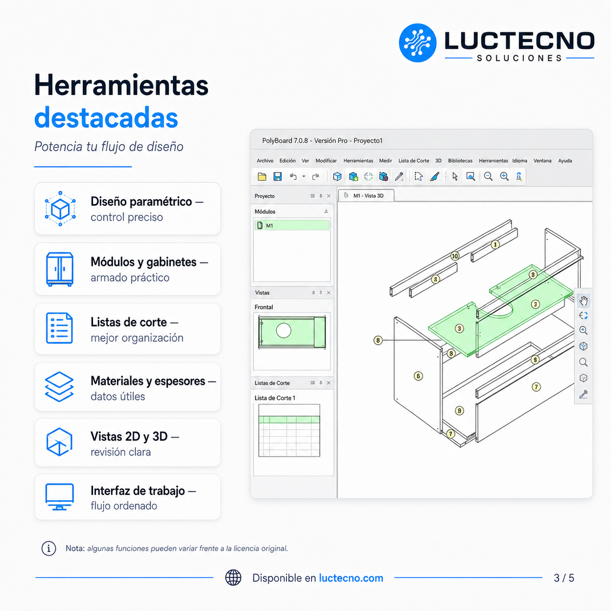 PolyBoard 7.0.8 para Windows | Diseño de muebles, gabinetes, closets y producción CNC