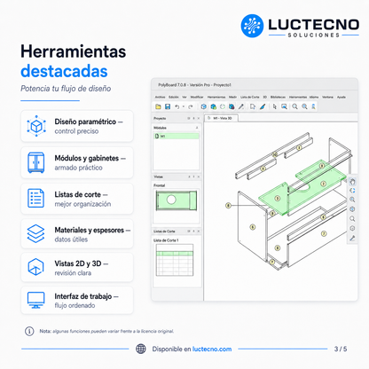 PolyBoard 7.0.8 para Windows | Diseño de muebles, gabinetes, closets y producción CNC