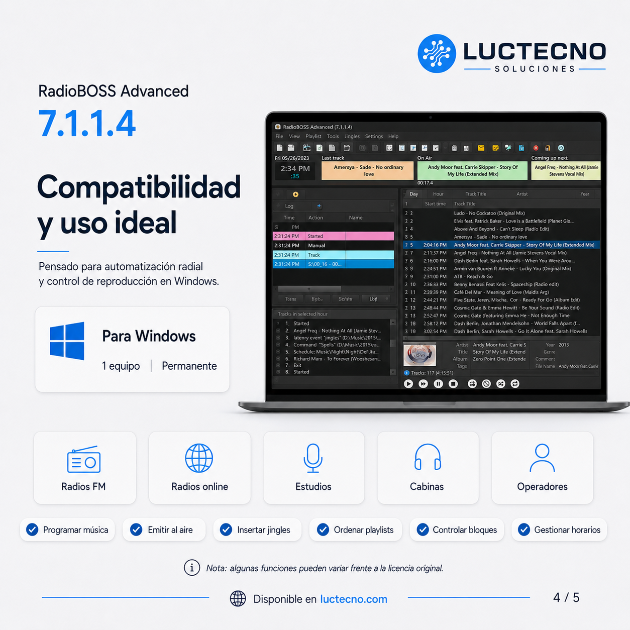 RadioBOSS Advanced 7.1.1.4 para Windows | Automatización radial, playlists, streaming y programación musical