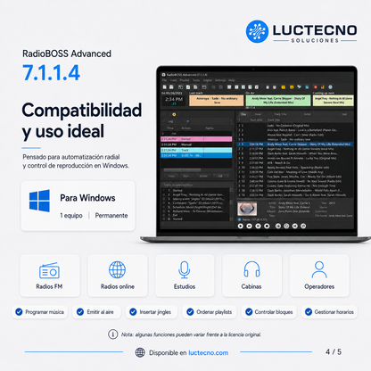 RadioBOSS Advanced 7.1.1.4 para Windows | Automatización radial, playlists, streaming y programación musical