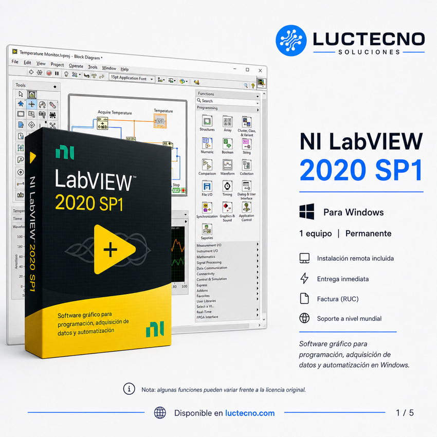 NI LabVIEW 2020 SP1 para Windows | Programación gráfica, automatización, medición y control profesional