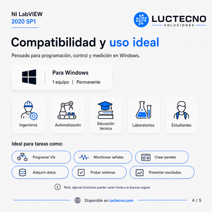 NI LabVIEW 2020 SP1 para Windows | Programación gráfica, automatización, medición y control profesional