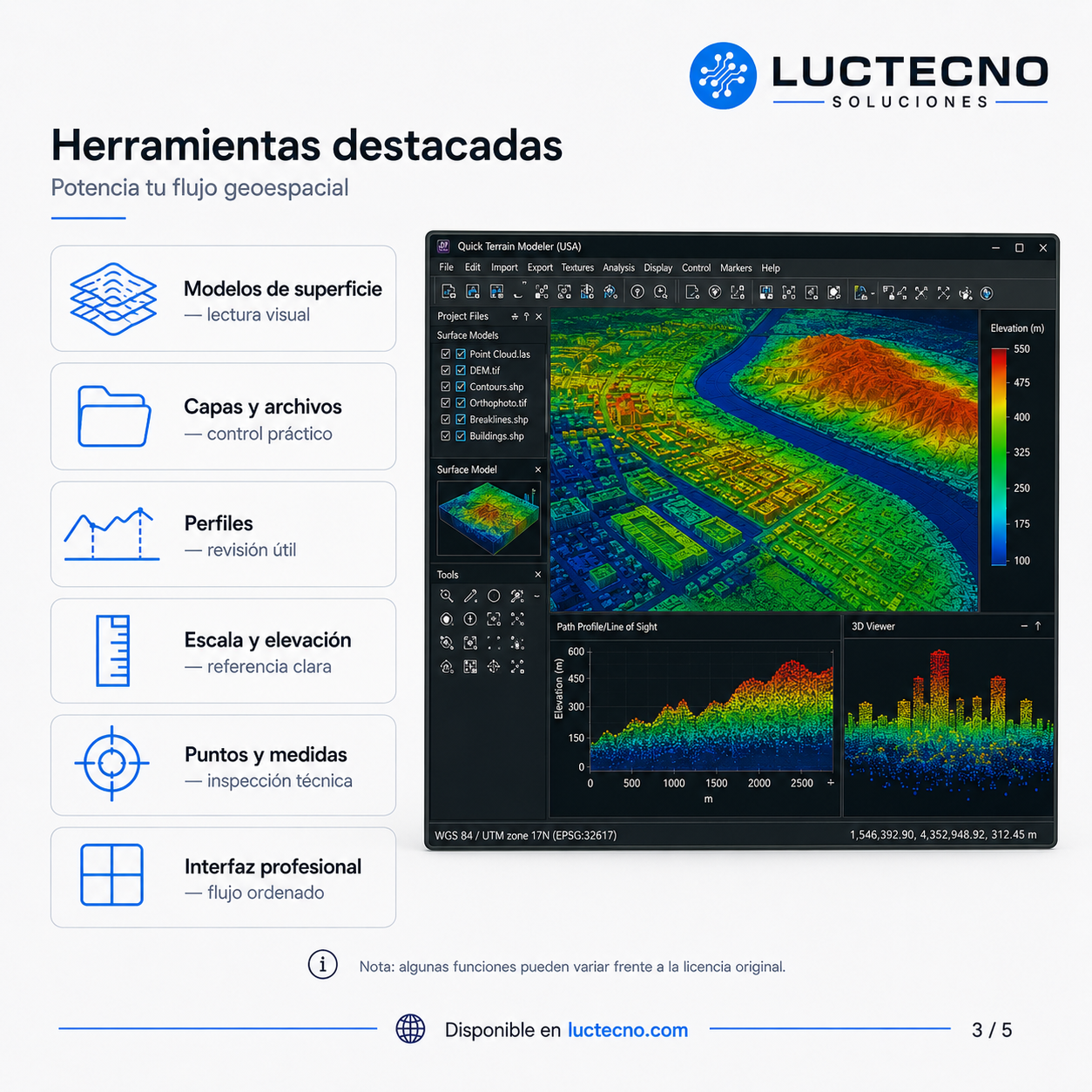 Quick Terrain Modeler 8.4.0 USA para Windows | Visualización 3D de terreno, LiDAR y nubes de puntos