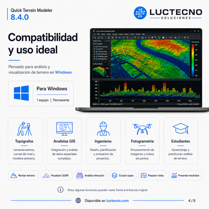 Quick Terrain Modeler 8.4.0 USA para Windows | Visualización 3D de terreno, LiDAR y nubes de puntos