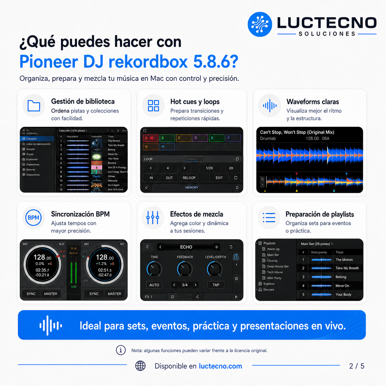 Pioneer DJ rekordbox 5.8.6 para Mac | Software DJ profesional, gestión musical y preparación USB