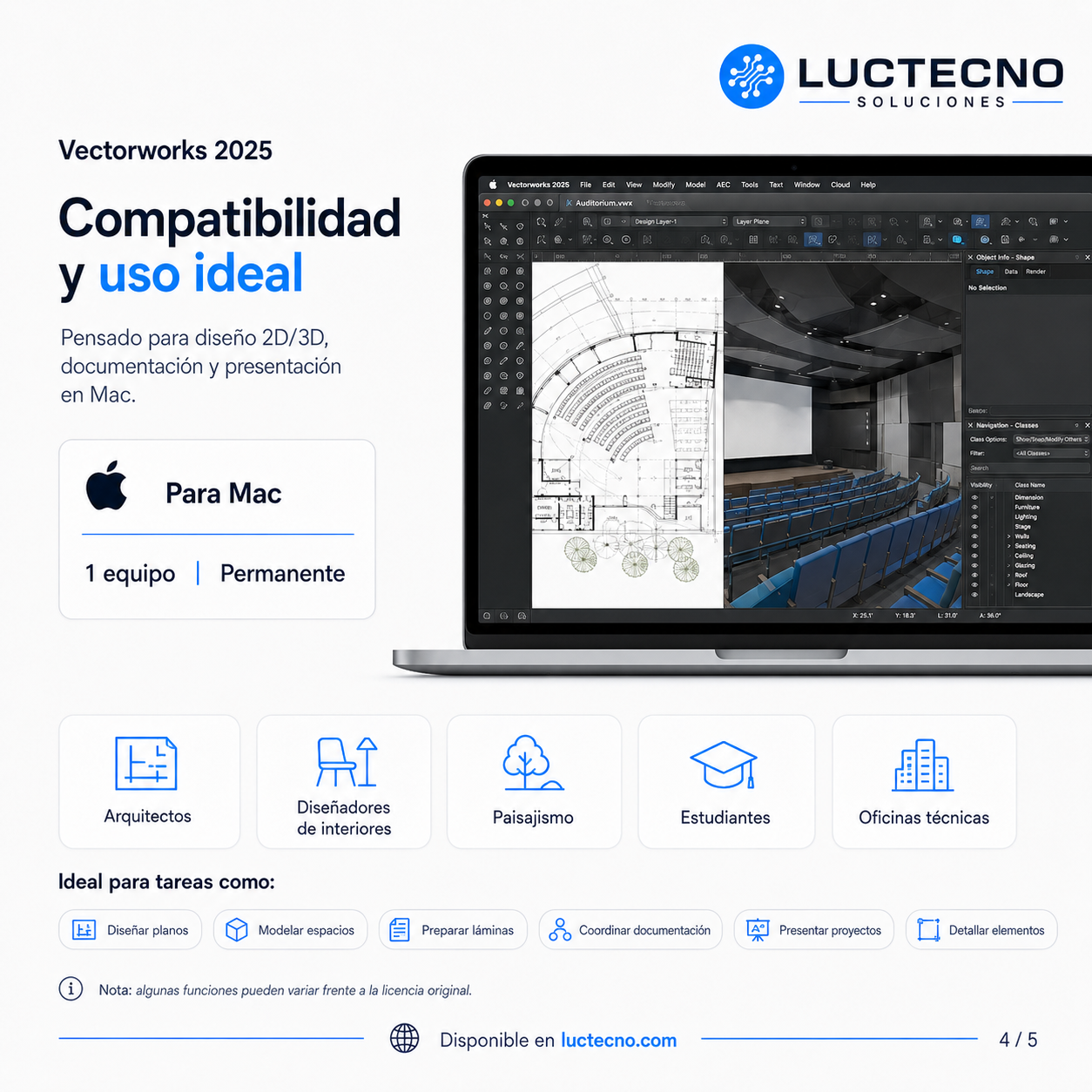 Vectorworks 2025 para Mac | Diseño CAD/BIM, arquitectura, paisajismo y modelado 3D profesional