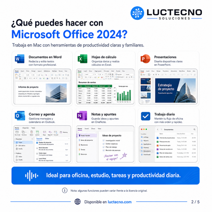 Microsoft Office 2024 Profesional Plus para Mac | Word, Excel, PowerPoint, Outlook y OneNote permanente