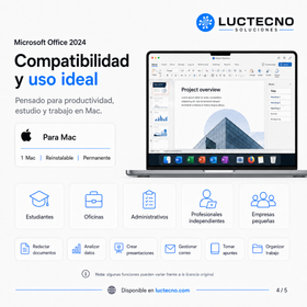 Microsoft Office 2024 Profesional Plus para Mac | Word, Excel, PowerPoint, Outlook y OneNote permanente