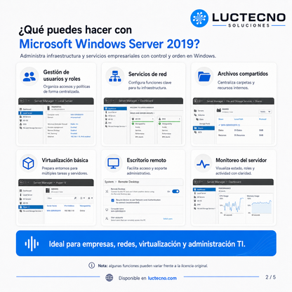 Microsoft Windows Server 2019 para Windows | Sistema operativo servidor, redes, Active Directory y virtualización