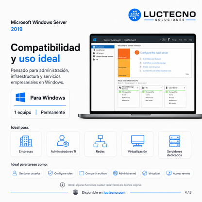 Microsoft Windows Server 2019 para Windows | Sistema operativo servidor, redes, Active Directory y virtualización